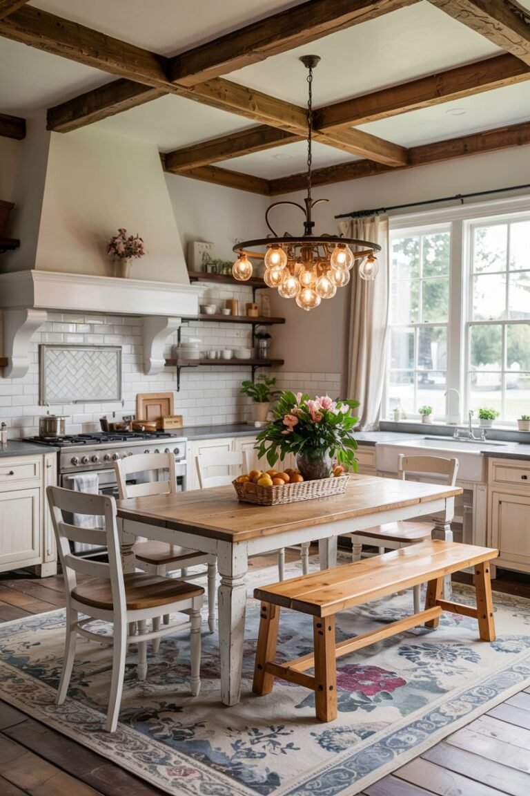 28 Rustic Farmhouse Kitchen Table Ideas Full of Character
