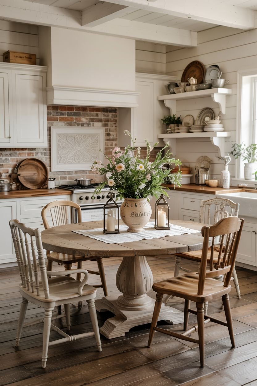 28 Rustic Farmhouse Kitchen Table Ideas Full of Character