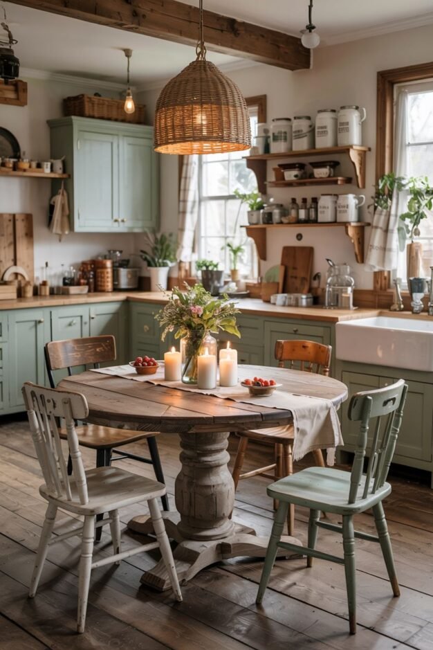 28 Rustic Farmhouse Kitchen Table Ideas Full of Character