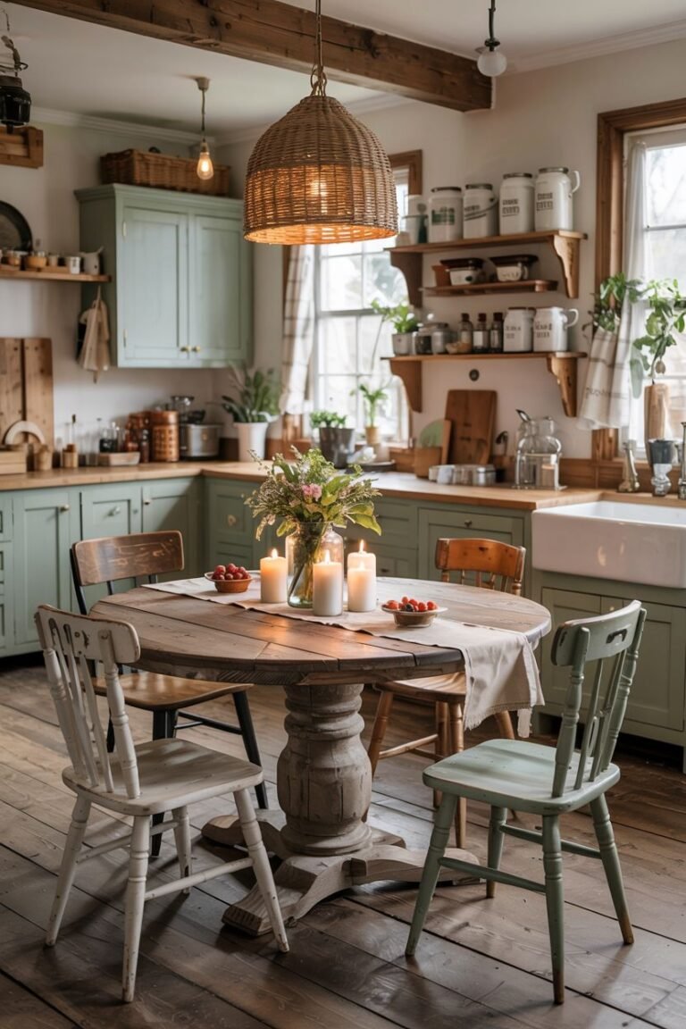 28 Rustic Farmhouse Kitchen Table Ideas Full of Character