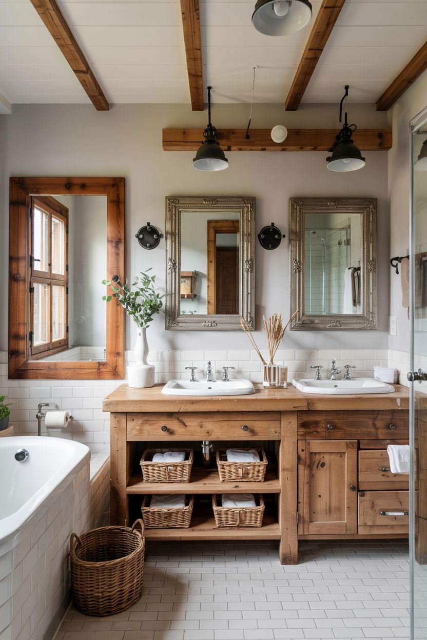 32 Rustic Bathroom Vanity Designs with Natural Charm