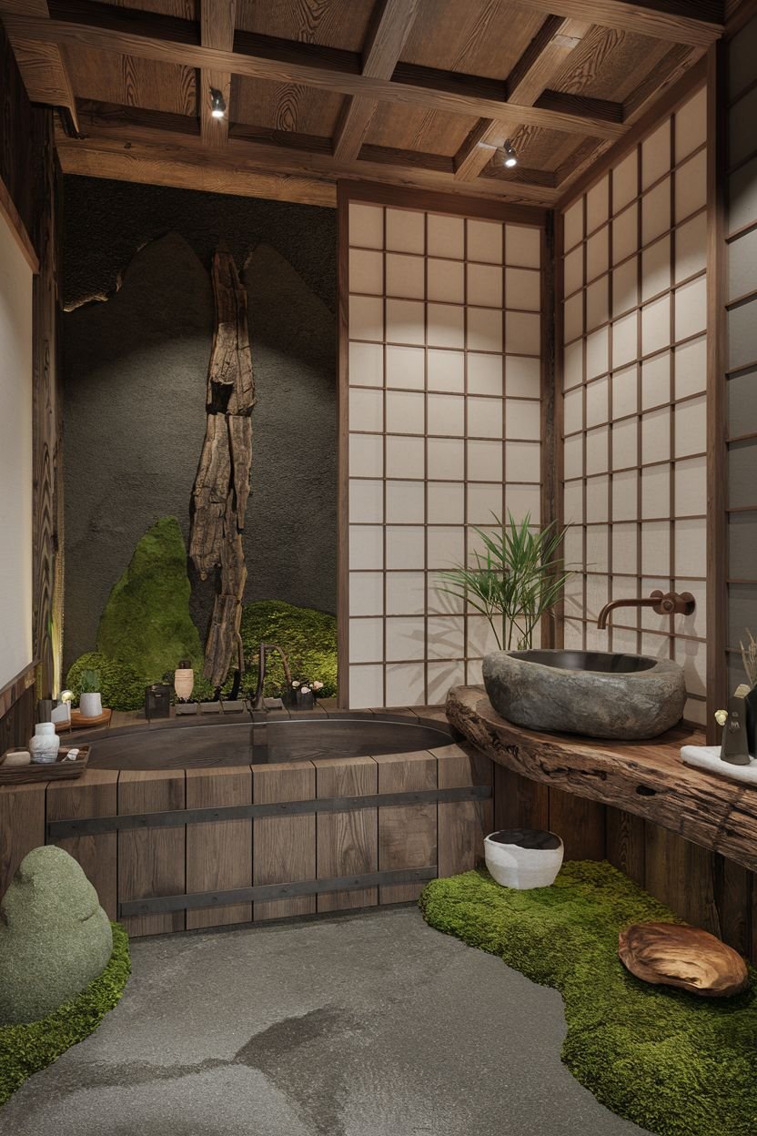 25 Natural & Peaceful Wabi Sabi Bathroom Inspirations