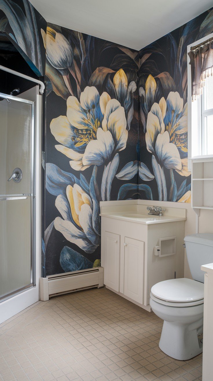 47 Beautiful Artistic Bathroom Wallpaper Ideas for Creative Flair