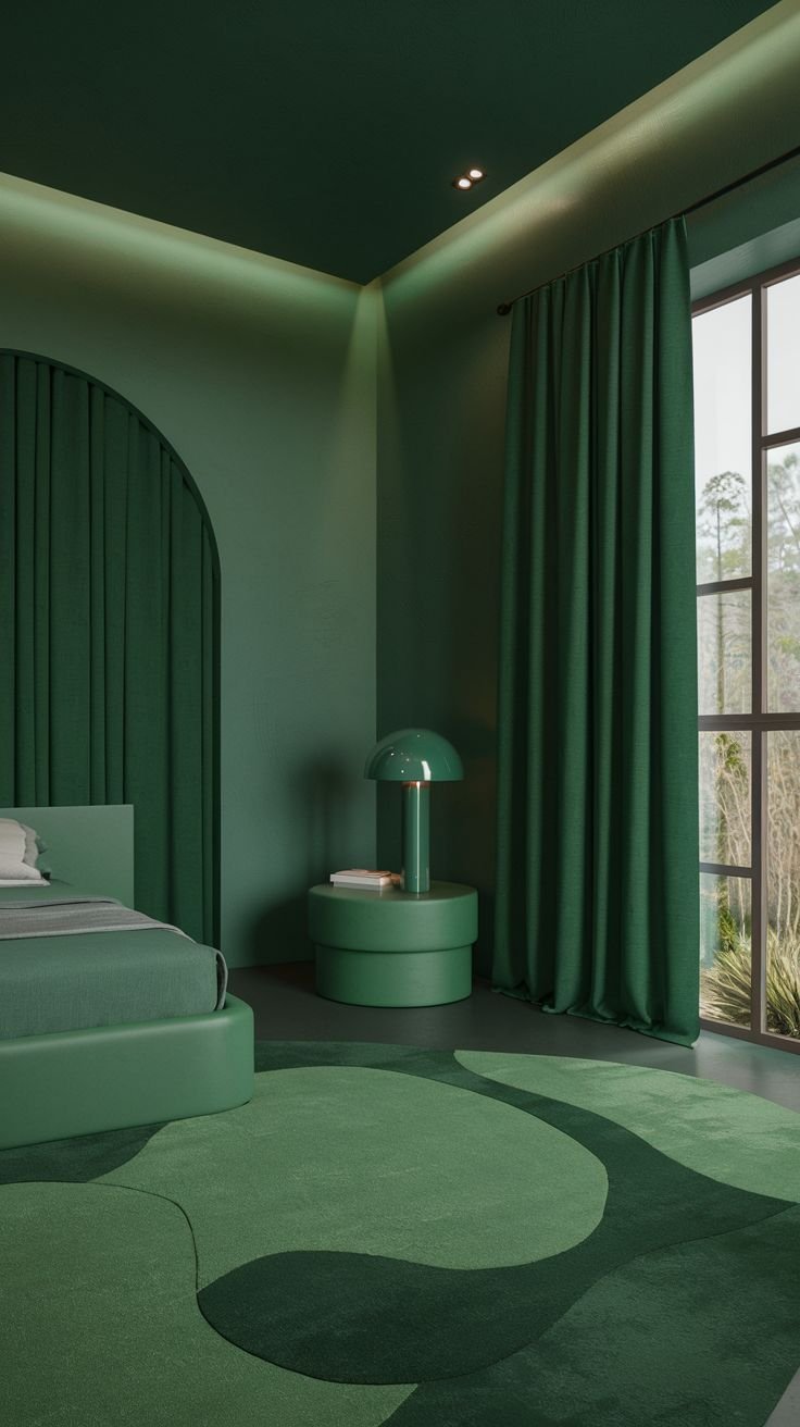 23 Minimalist Moody Green Bedroom Ideas for a Clean Aesthetic