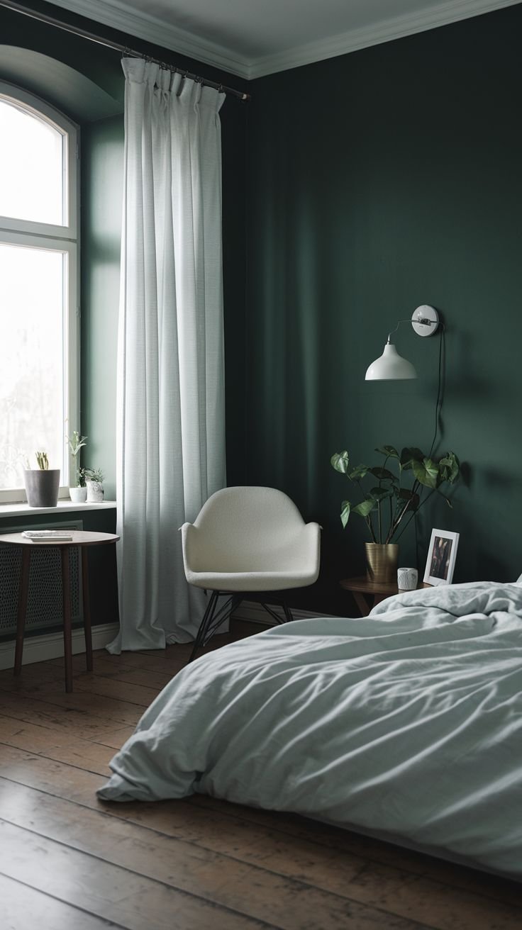 23 Minimalist Moody Green Bedroom Ideas for a Clean Aesthetic