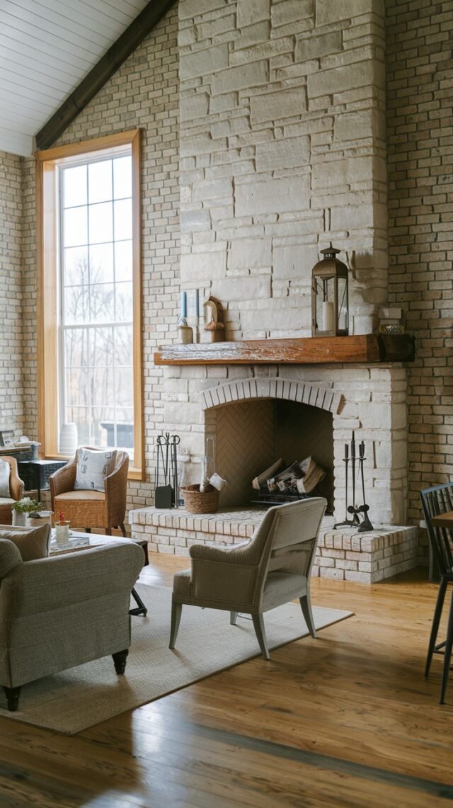 24 Rustic Farmhouse Fireplace Designs with Natural Charm