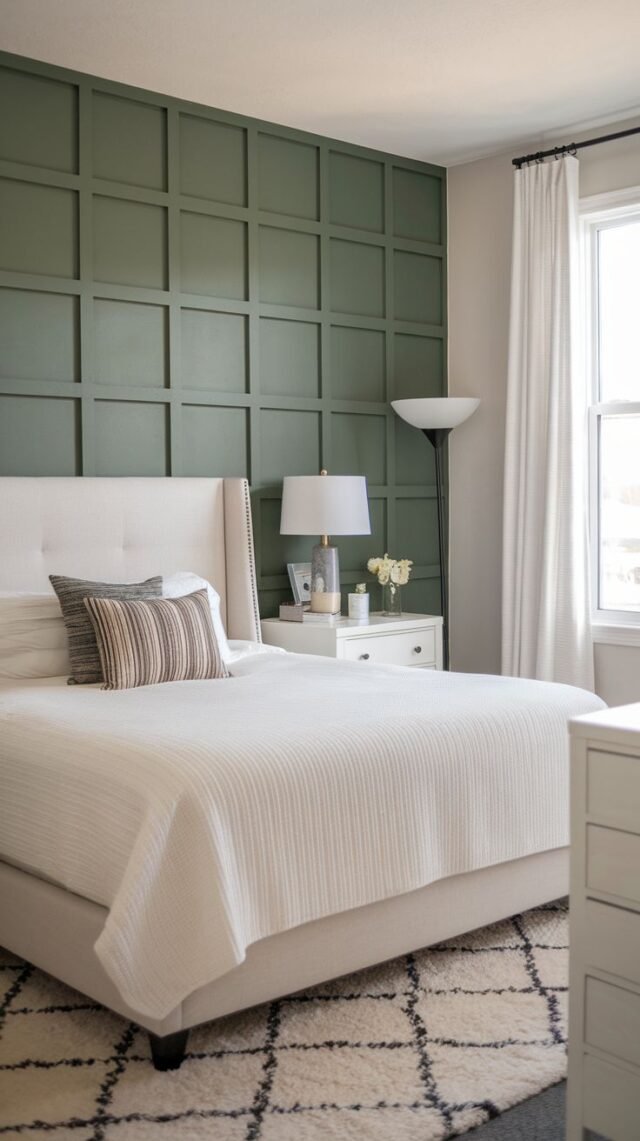 31 Warm Green Accent Wall Bedroom Designs for a Welcoming Space