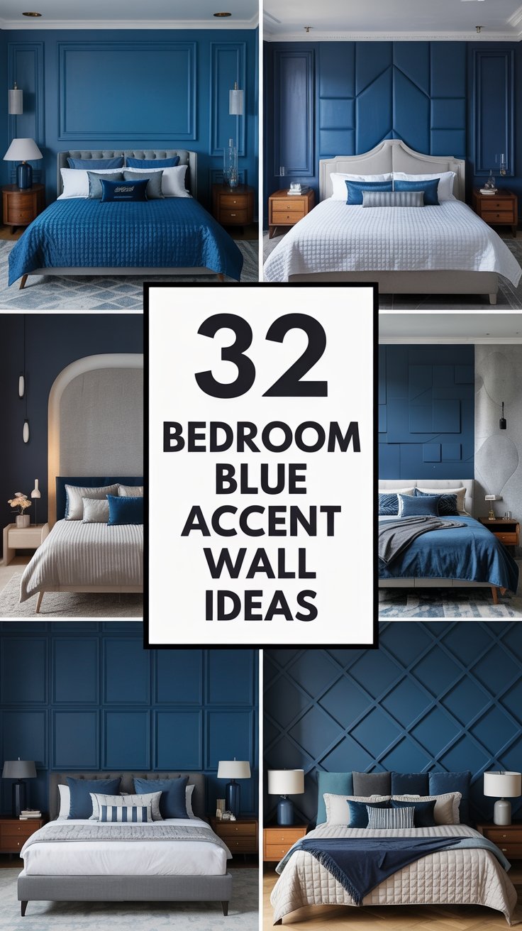 32 Modern Bedroom Blue Accent Wall Ideas for a Stylish Look
