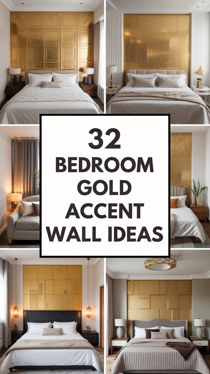 32 Stunning Bedroom Gold Accent Wall Ideas for a Glamorous Space