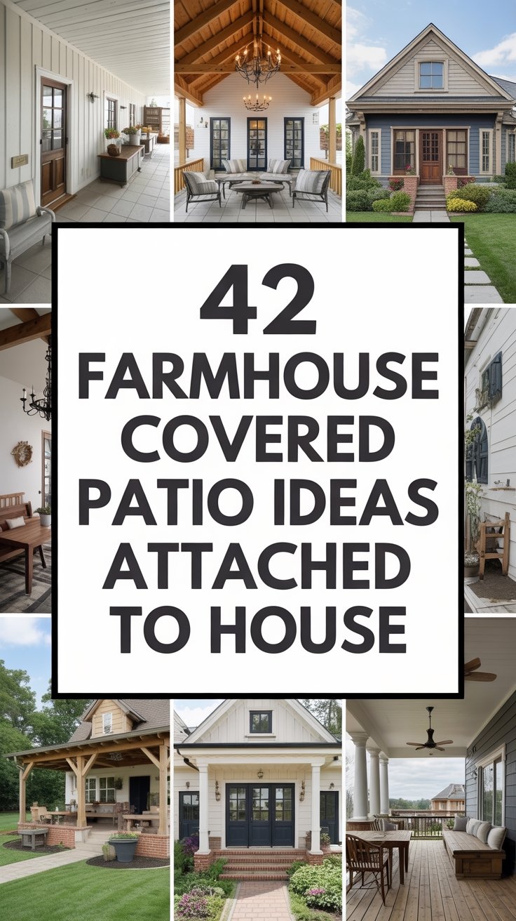 42 Farmhouse Covered Patio Ideas Attached to House