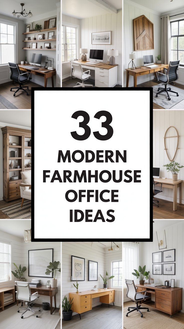 33 Modern Farmhouse Office Ideas for a Warm Workspace