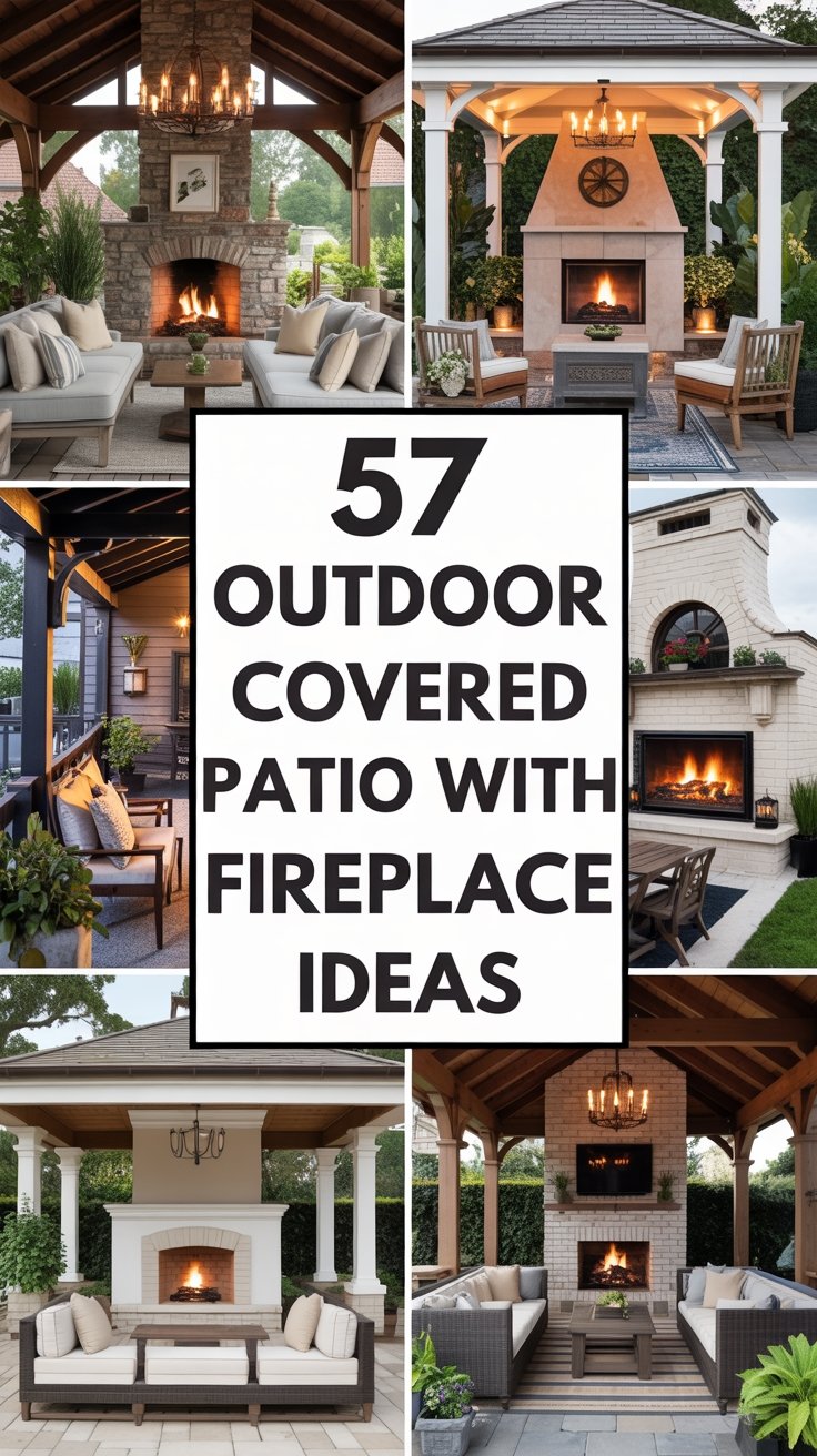 57 Outdoor Covered Patio with Fireplace Ideas for an Inviting Backyard Retreat