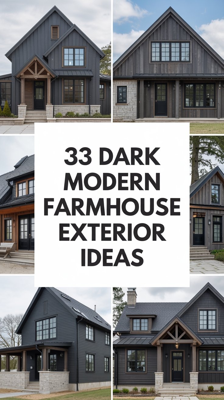 33 Dark Modern Farmhouse Exterior Ideas for a Stylish Home