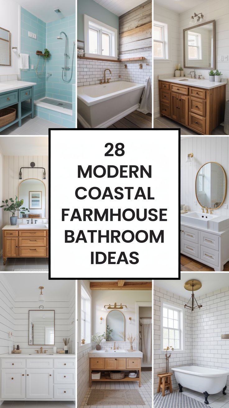 28 Modern Coastal Farmhouse Bathroom Ideas to Brighten Your Home